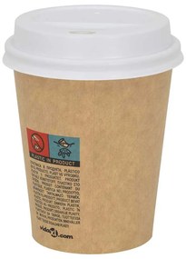 vidaXL Tampas para copos café papel Ø80 mm 8oz 1000 un plástico branco
