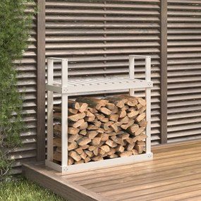 823858 vidaXL Suporte para lenha 110x35x108,5 cm pinho maciço branco