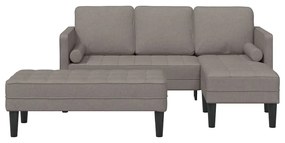 Conjunto de Sofás de 2 Peças com Almofadas em Tecido Taupe