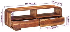 Móvel de TV 110x30x40 cm madeira de acácia maciça