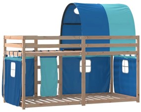 Beliche com cortinas 75x190 cm madeira de pinho maciça azul
