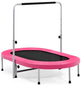 Trampolim para 2 pessoas com alça ajustável em altura Mini trampolim 154 x 90 x 92 -132 cm Rosa