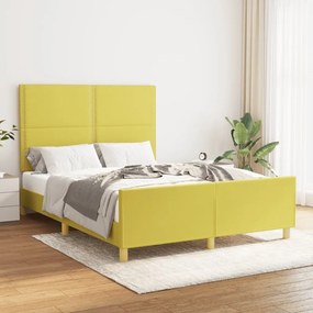 vidaXL Estrutura de cama sem colchão 140x200 cm tecido verde