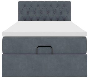 Estrutura cama otomana colchão 90x190 cm veludo cinzento escuro