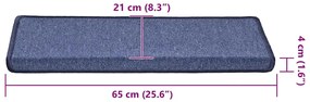 Tapetes de escadas 30 pcs 65x25 cm azul