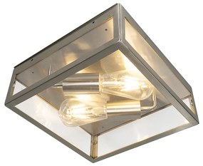 Candeeiro de teto exterior quadrado moderno em aço 2 luzes - Rotterdam Moderno