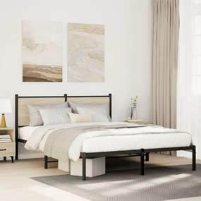 Estrutura de cama sem colchão 150x200cm metal carvalho sonoma