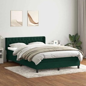 vidaXL Cama com molas/colchão 160x220 cm veludo verde-escuro