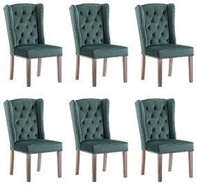 vidaXL Cadeiras de jantar 6 pcs veludo verde-escuro