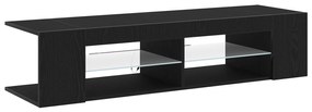 Estante de TV vidaXL com Luzes LED em Carvalho Preto 135x39x30cm em Ma
