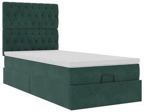 Estrutura de cama otomana colchões 90x200cm veludo verde escuro