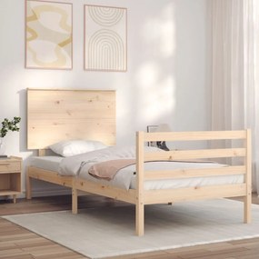 3195181 vidaXL Estrutura cama de solteiro pequena c/ cabeceira madeira maciça