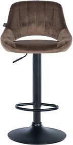 Banco alto Milet em veludo com estrutura preta 85-106 x 47 x 48 cm Castanho