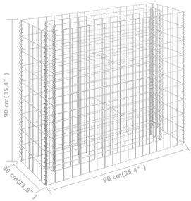 Canteiro elevado/cesto gabião 90x30x90 cm aço galvanizado