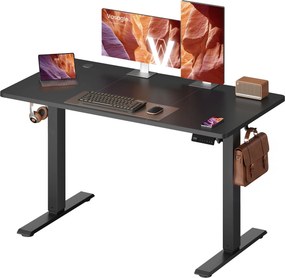Secretária elétrica ajustável em altura 120 x 60 x (72-120) cm, preta