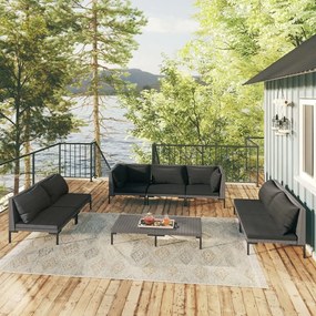 vidaXL 8 pcs conj. lounge jardim c/ almofadões vime PE cinzento-escuro