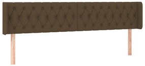 Cabeceira de cama c/ luzes LED tecido 203x16x78/88 cm castanho