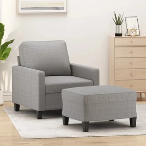 vidaXL Poltrona com apoio de pés 60 cm tecido cinzento-claro