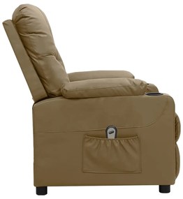 Poltrona reclinável elétrica couro artificial cor cappuccino