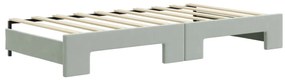 Sofá-cama c/ gavetão e gavetas 90x190 cm veludo cinzento-claro
