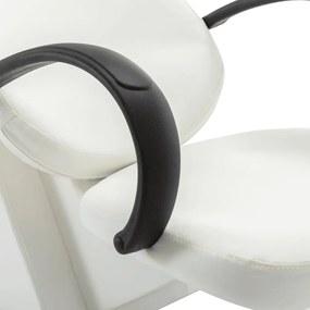Cadeira de Cabeleireiro com Lavatório em Couro Artificial - Branco - D