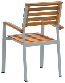 Cadeiras empilháveis para jardim 8 pcs de madeira maciça de acácia e m