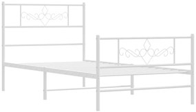 Estrutura de cama com cabeceira e pés 90x190 cm metal branco