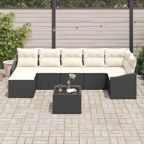 Conjunto de Sofá de Jardim 8 Peças com Almofadas Marrons em Poliratã.
