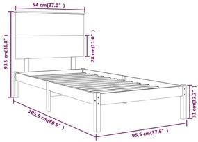 Estrutura de cama 90x200 cm pinho maciço branco