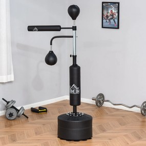 Punching Ball de Boxe com Altura Ajustável com 2 Bolas de Velocidade Barra Giratória 360° e Base Preenchida 88x50x160-230cm Preto