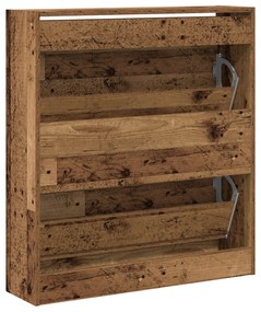 Armário de Sapatos vidaXL com Gaveta Flip Madeira Velha 80x21x87,5 cm
