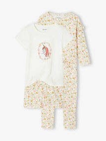 Lote de 2 pijamas flower power, BASICS azul-pálido