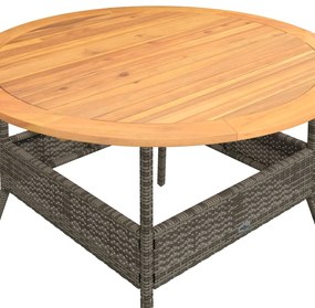 2 pcs conjunto sofás de jardim c/ almofadões vime PE cinzento