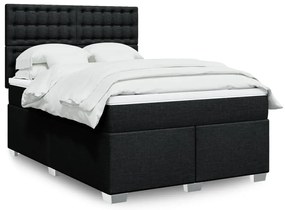 Cama com molas/colchão 140x200 cm tecido preto