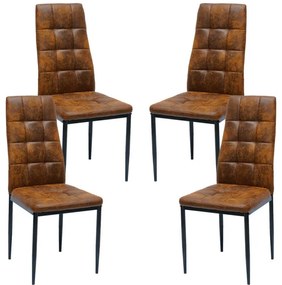 Pack 4 Cadeiras Lan Couro Sintético - Marrom Vintage
