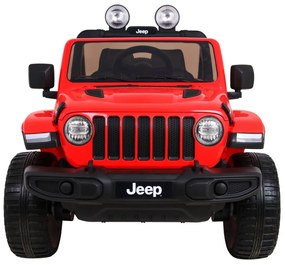 Carro elétrico para Crianças 12V 4x4 Jeep Wrangler Rubicon Rodas de EVA, Assento de couro Vermelho