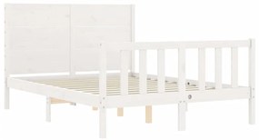 Cama sem colchão 140x200 cm madeira de pinho maciça branco