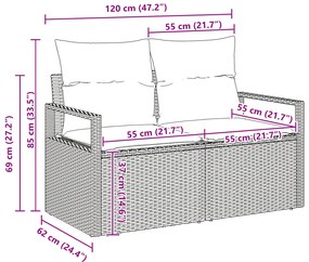 Conjunto de Sofá de Jardim vidaXL de 6 peças com Almofadas Cinza Claro