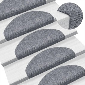 vidaXL Tapetes de escada autoadesivos 10 peças 65x21x4 cm cinza claro semicircular grande