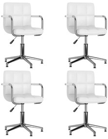 Cadeiras de jantar giratórias 4 pcs couro artificial branco