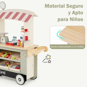 Banca de comida e guloseimas para crianças 75 cm x 30 cm x 100 cm a partir dos 3 anos Carrinho com máquina POS Estante para bebida Verde