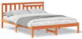 Estrutura da Cama com cabeceira Castanho-mel 140 x 200 cm