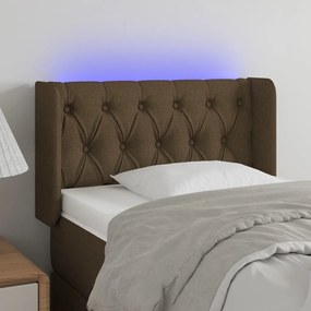 Cabeceira de cama c/ luzes LED tecido 83x16x78/88 cm castanho