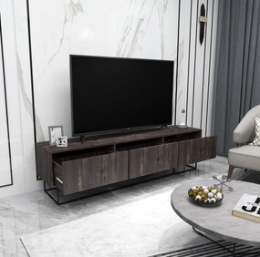 Móvel TV Kordon – Castanho Escuro e Preto – 180x50x40 cm