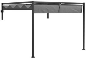 Outsunny Pérgola de Parede 297x211x220 cm Pérgola de Jardim com Teto Retrátil e Estrutura de Aço Pérgola para Pátio Cinza Escuro | Aosom Portugal