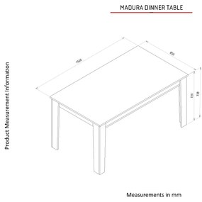 Mesa de Jantar "Madura" – 150x85x73.8 cm – Carvalho Artesanal – Design