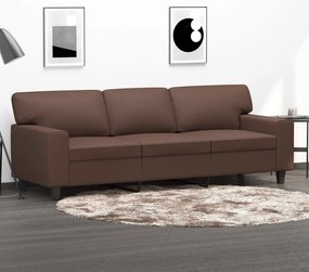 vidaXL Sofá de 3 lugares 180 cm couro artificial castanho