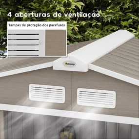 Abrigo de Jardim Metálico Modello Legno – 213x130x185 cm, 2 Portas de