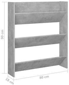 Sapateiras de parede 2 pcs 80x18x90 cm contrapl. cinza cimento
