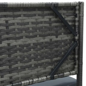 Sofá de jardim forma de L c/ mesa e almofadões vime PE cinzento